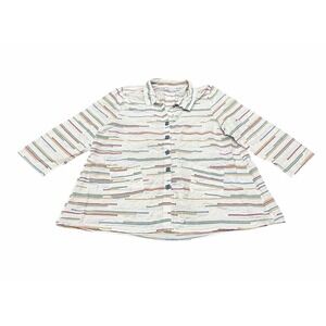 Habitat Clothes to Live In Womens Boho Artsy Button Up Shirt 3/4 Sleeve Large